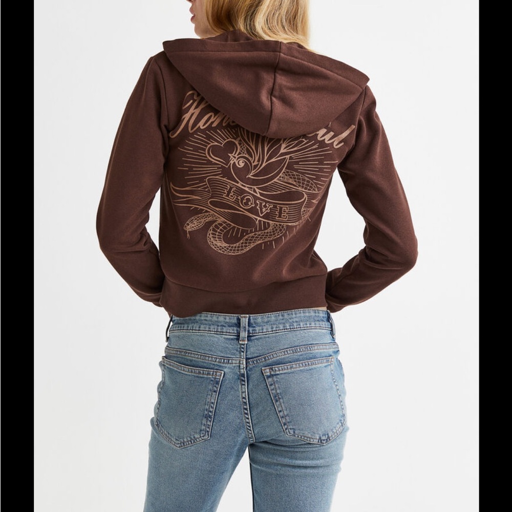 Divided Brown Graphic Hoodie for Women